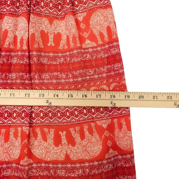 Blue Rain Pleated Elephant Print Long Skirt Size S Stretchy Elastic Waist Boho - Picture 4 of 13